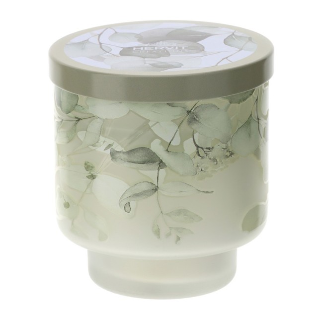 Candela Profumata in Vetro "Botanic" Gialla con Coperchio  (Fragranza Tabacco) – Hervit Creations (Ø 8 x H 10 cm)