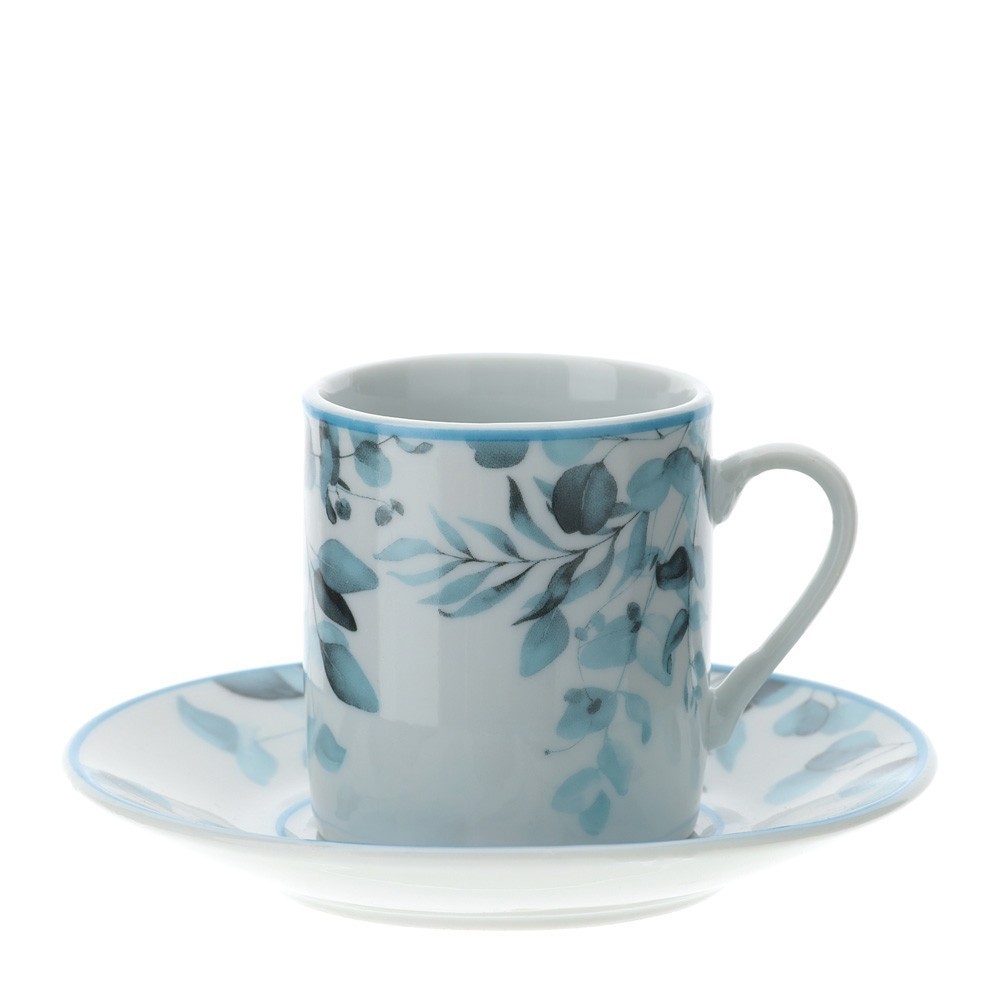 Hervit Set 2 tazzine caffè blu in porcellana 9x5 cm