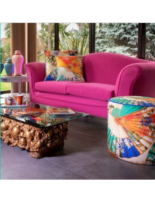 Baci Milano Pouf velluto Ventagli ø 45 cm h 45 cm