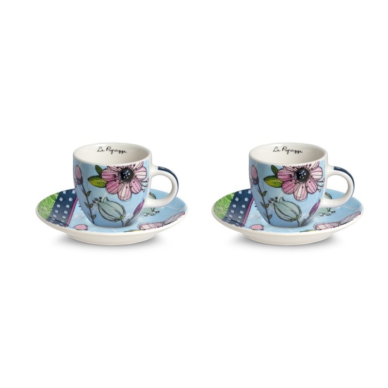 Egan Set 2 Tazze Caffe' Le Pupazze Azzurro Ml 100