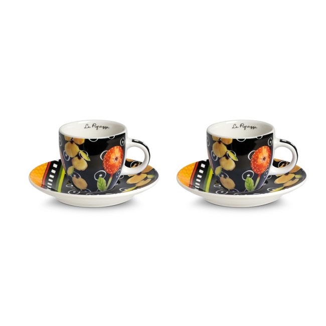 Egan Set 2 Tazze Caffe' Le Pupazze Nero Ml 100 Egan Set 2 Tazze Caffe' Le Pupazze Nero Ml 100