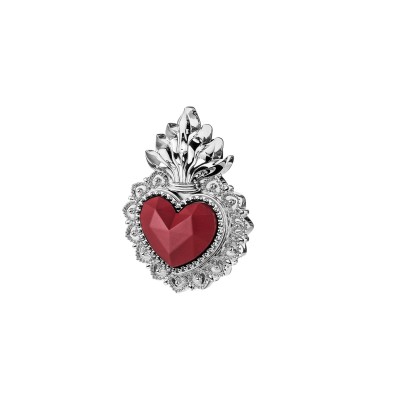 CUORE EX VOTO 16X12 ARGENTO/ROSSO