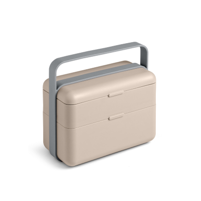 Lunchbox Blim Plus Bauletto medium Moka Grey con cibo davanti 2
