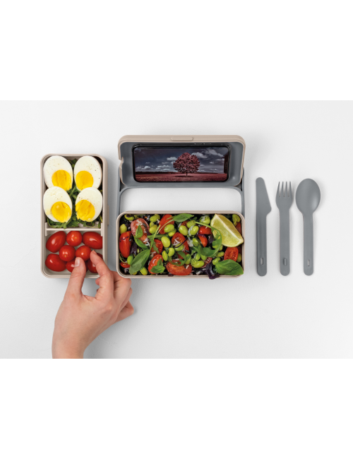 Lunchbox Blim Plus Bauletto medium Moka Grey con cibo da sopra