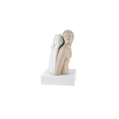 Bongelli Preziosi Scultura Coppia Mezzo Busto H23cm Nocciola e Bianco