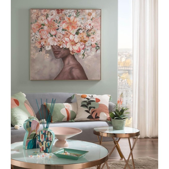 L'Oca Nera Quadro floreale con cornice 100 × 100 cm