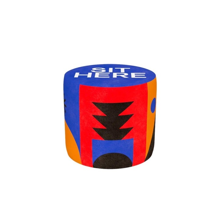 Qeeboo Pouf Oggian Sit Here blue denim 50 × 50 cm