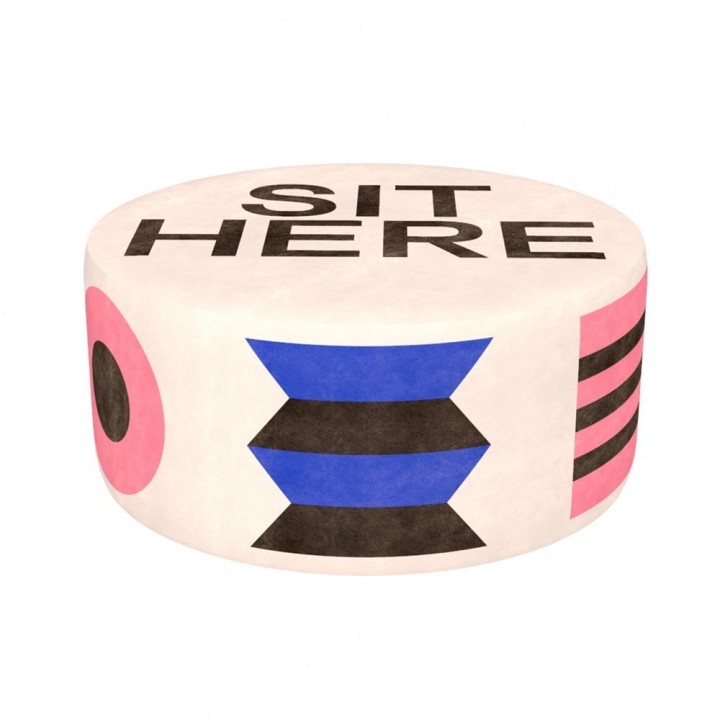 Qeeboo Pouf Oggian Sit Here bianco 80 × 80 cm