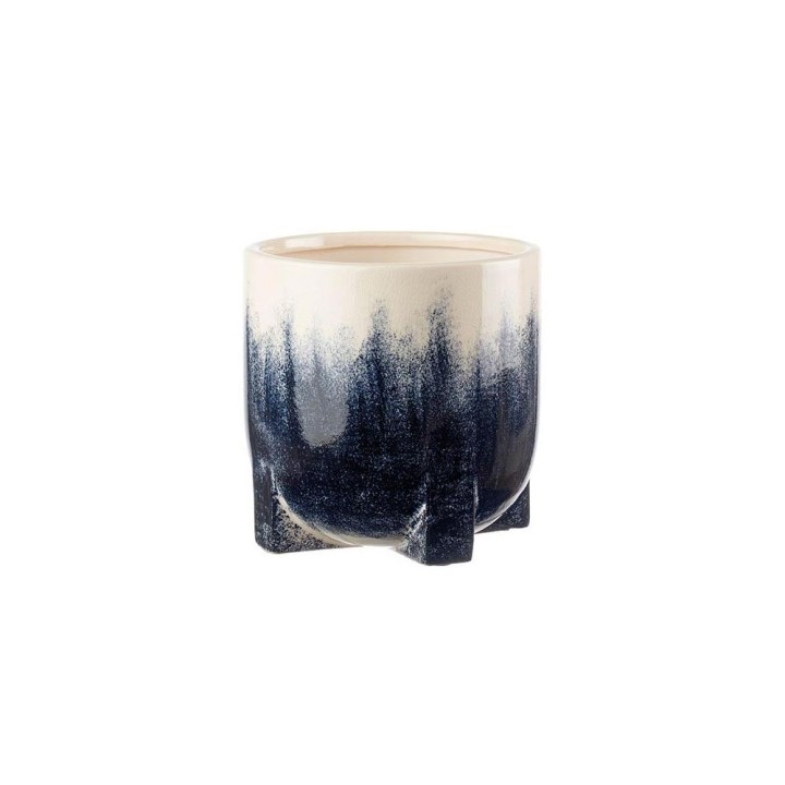 L'Oca Nera Cachepot ceramica bianca e blu 20 cm