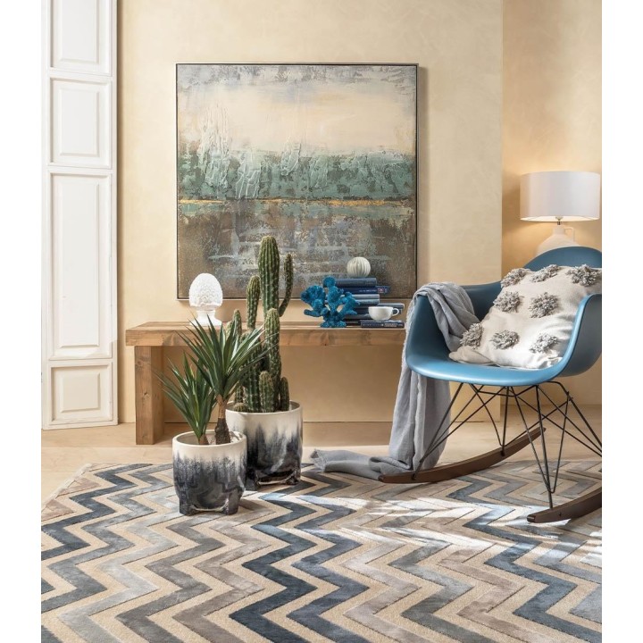 L'Oca Nera Cachepot ceramica bianca e blu 20 cm