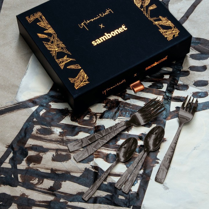Sambonet Set di 6 forchettine da dolce Jungle PVD Black