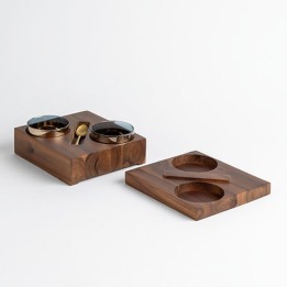 KnIndustrie Yellow Box N°1 e N°2 contenitori in acacia
