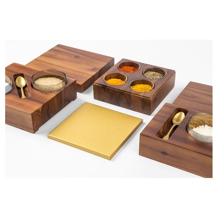 KnIndustrie Yellow Box N°1 e N°2 contenitori in acacia
