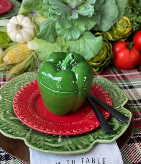 Bordallo Pinheiro piatto piano dipinto a mano Cabbage verde Ø26.5cm -  Candida Celiento