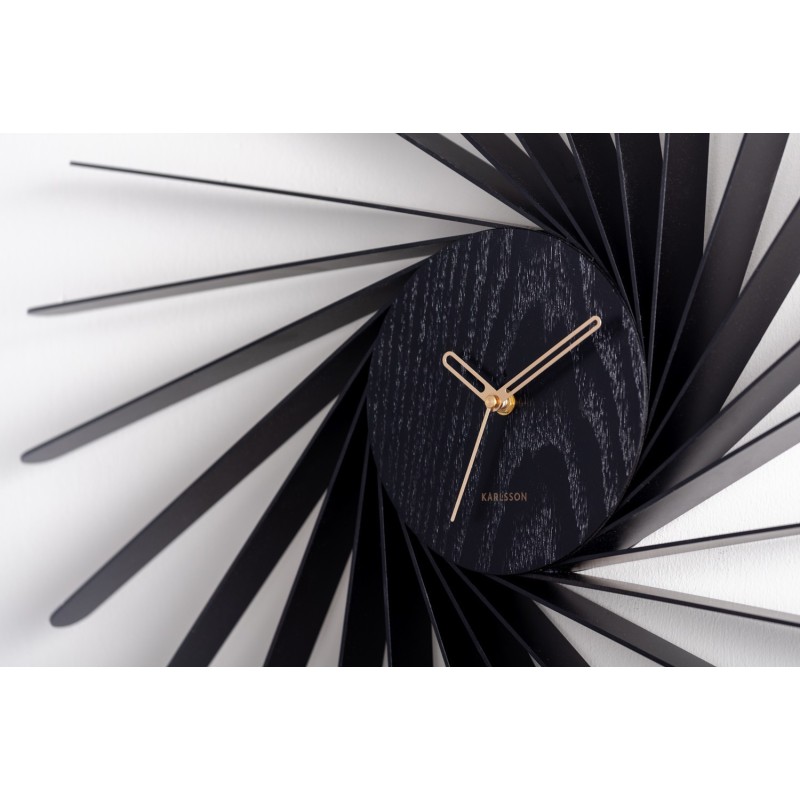 Wall clock Helix XL wood veneer blac