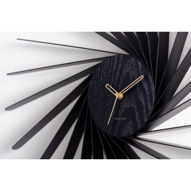 Wall clock Helix XL wood veneer blac