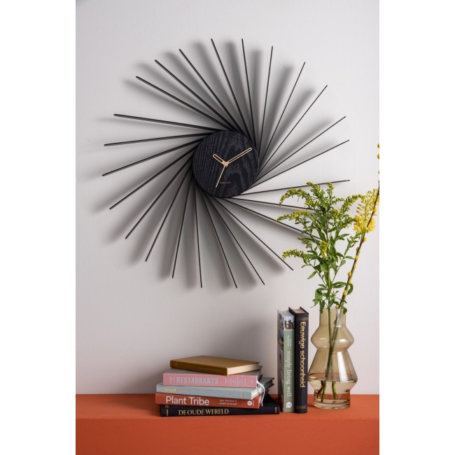 Wall clock Helix XL wood veneer blac