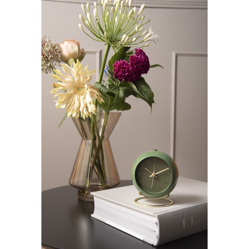Alarm clock Globe moss green, Des.A
D. 9,5cm, H.10