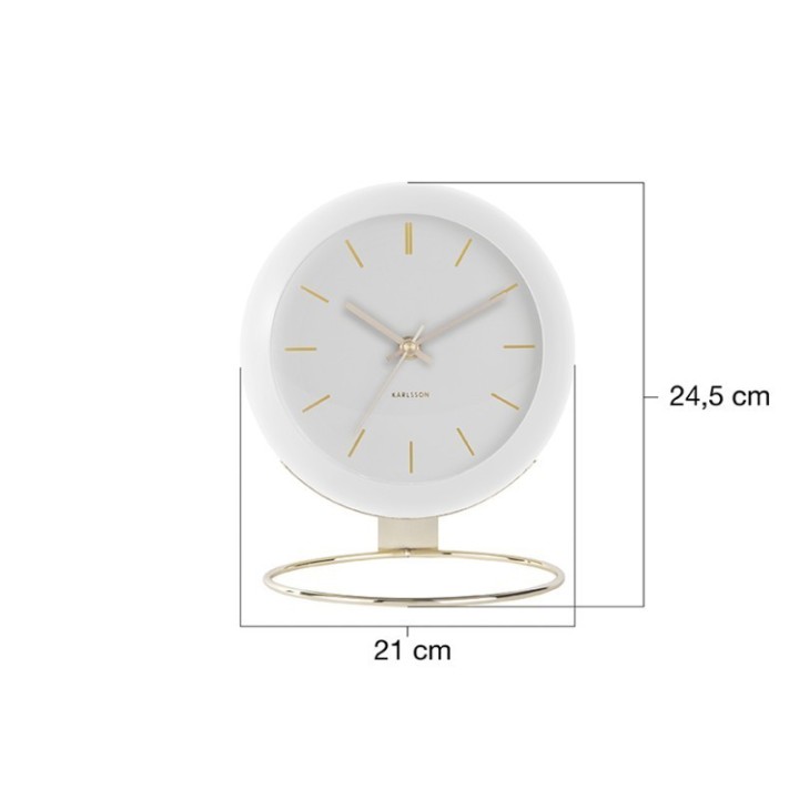 Karlsson Orologio da tavolo Globe bianco Ø 21 cm