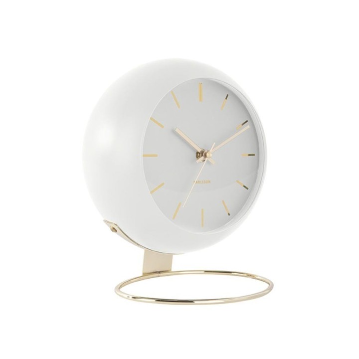 Karlsson Orologio da tavolo Globe bianco Ø 21 cm