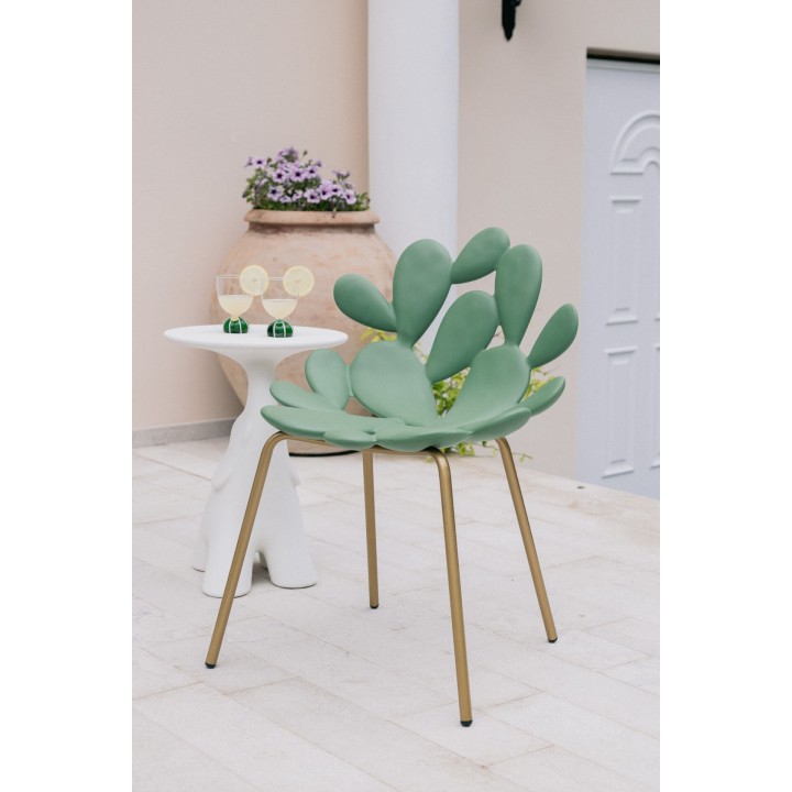 Qeeboo Set 2 sedie Filicudi verdi e tavolino Pako bianco