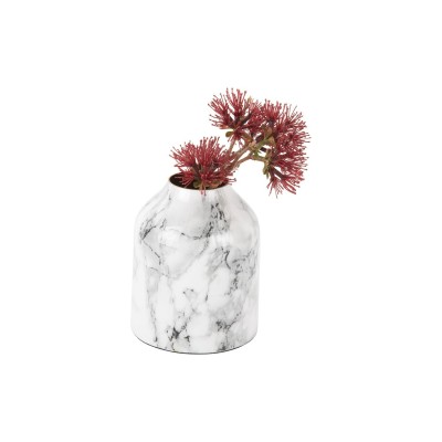 Vase Marble Look straight iron white 2