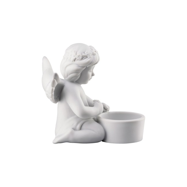 ANGELO CORONA FIORI ENGEL MIT TEELICHT WEISS MATT