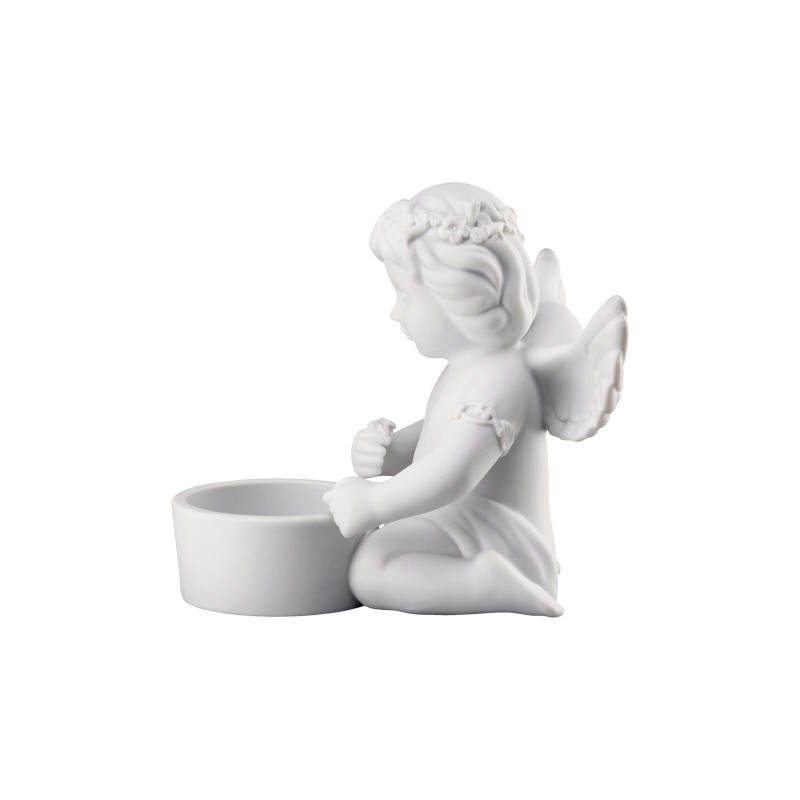 ANGELO CORONA FIORI ENGEL MIT TEELICHT WEISS MATT