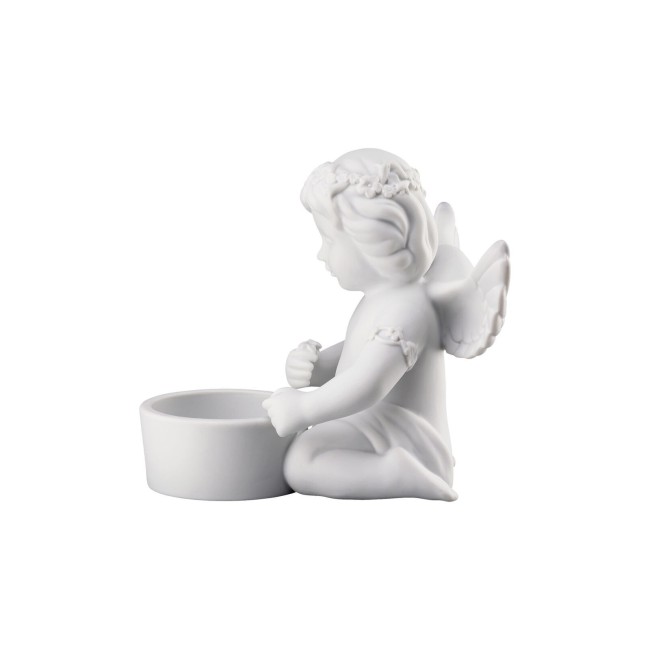 ANGELO CORONA FIORI ENGEL MIT TEELICHT WEISS MATT