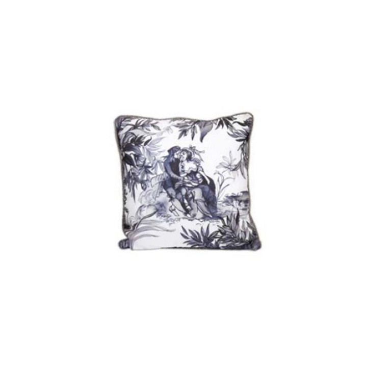 Baci Milano Cuscino Versailles bianco e blu 45 × 45 cm