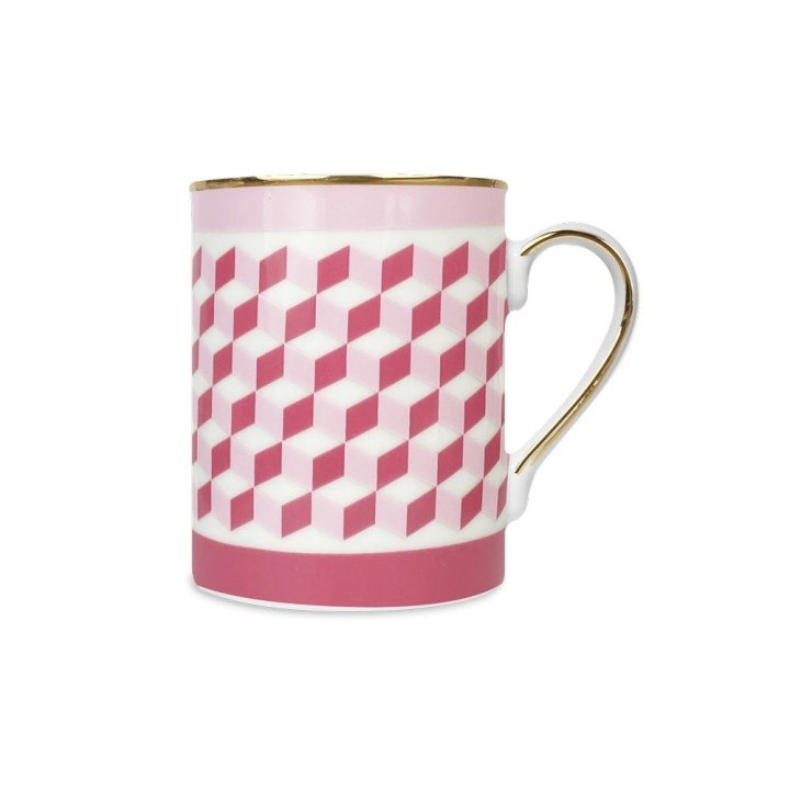 Baci Milano Mug Firenze in porcellana bianca e rosa