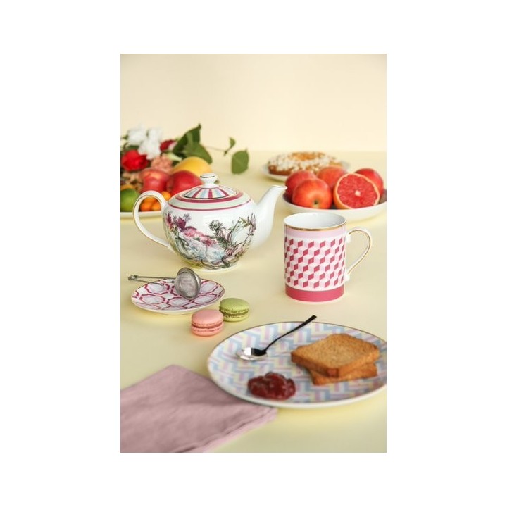 Baci Milano Mug Firenze in porcellana bianca e rosa