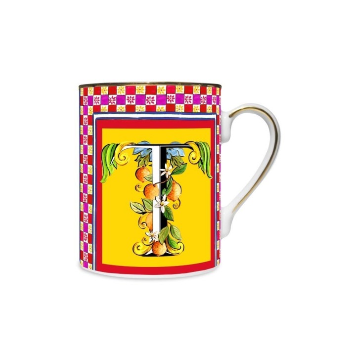 Baci Milano Mug Ortigia lettera T in porcellana