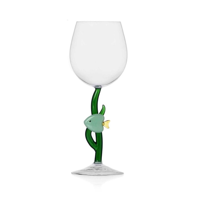 Calice da Vino Marine Garden con Pesce Verde Ichendorf Milano – Design Alessandra Baldereschi