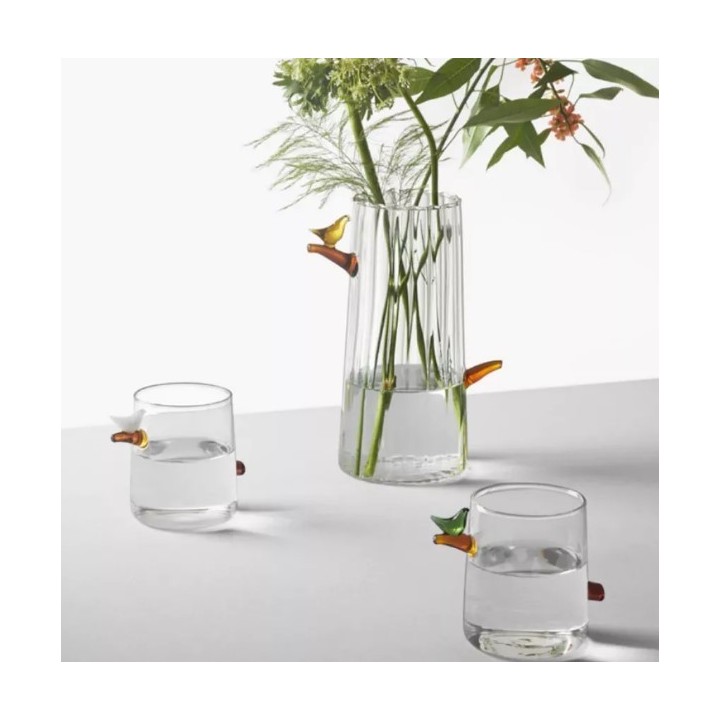 Ichendorf Bicchiere da acqua Birds con uccellino ambra