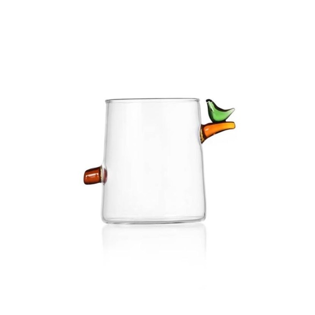 bicchiere acqua uccellino verde