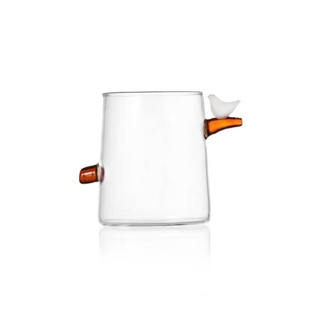 Bicchiere Acqua Birds con Uccellino Bianco in Vetro Borosilicato – Ichendorf Milano