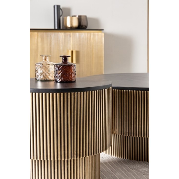 Bizzotto Tavolino Virat in mango e ottone anticato Ø 50 cm