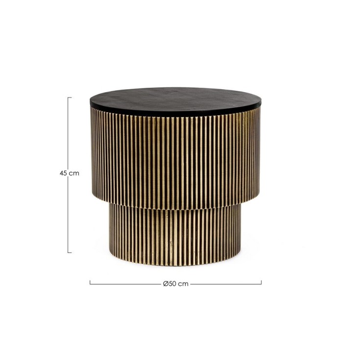 Bizzotto Tavolino Virat in mango e ottone anticato Ø 50 cm