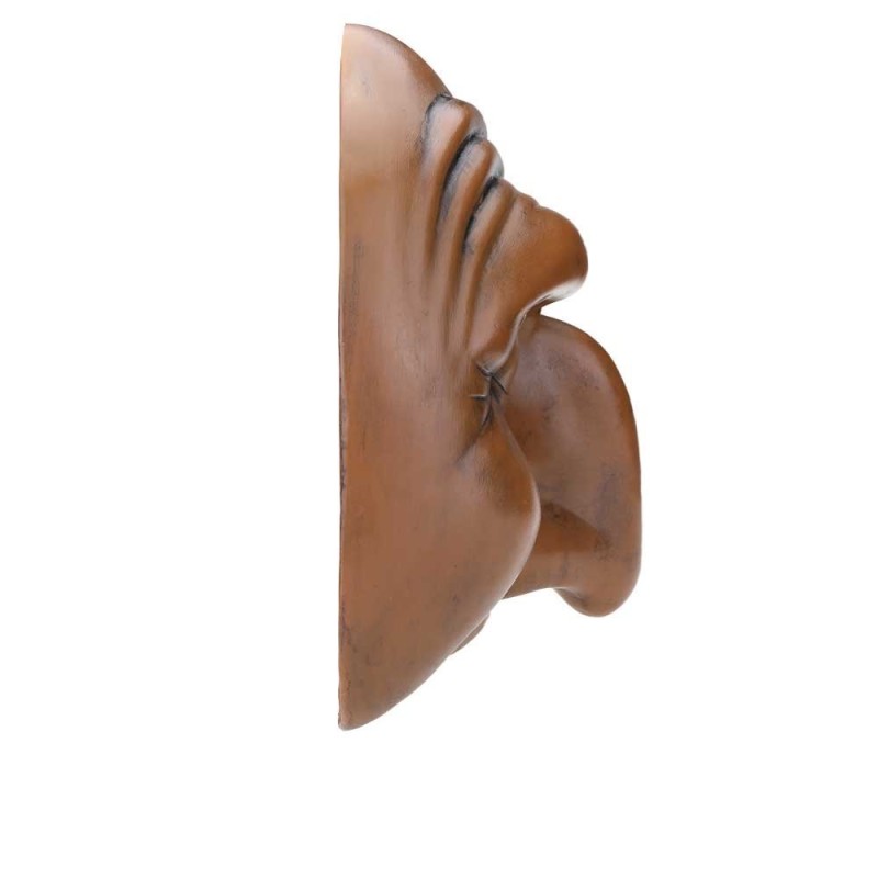 MASCHERA DI PULCINELLA IN TERRACOTTA GRANDE CUOIO
