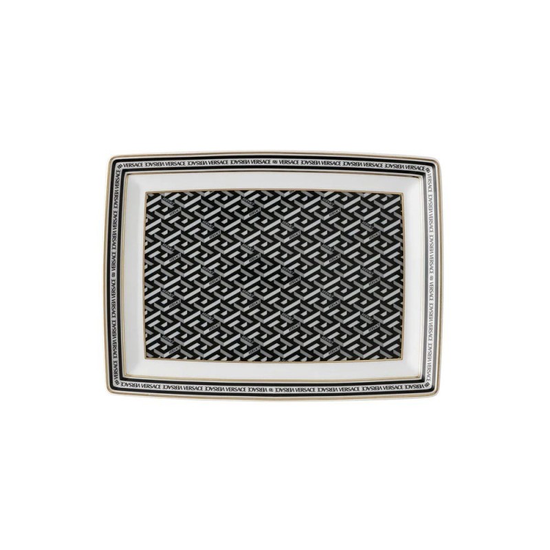 Piatto Rettangolare La Greca Signature Black Versace – Vassoio in Porcellana Rosenthal