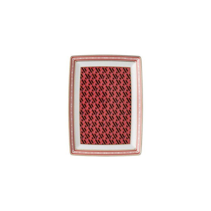 Versace Piatto rettangolare La Greca Signature rosso