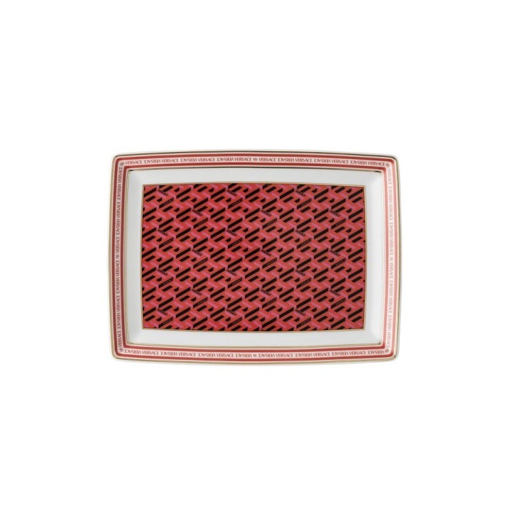 Versace Piatto rettangolare La Greca Signature rosso