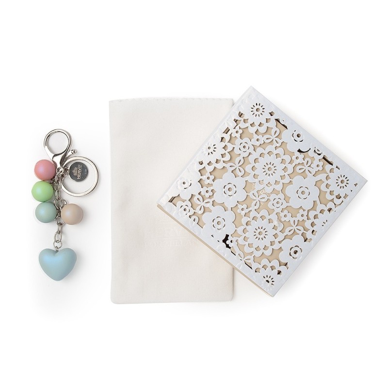 Hervit box con portachiavi a forma di cuore bombato blu 12cm - 27279