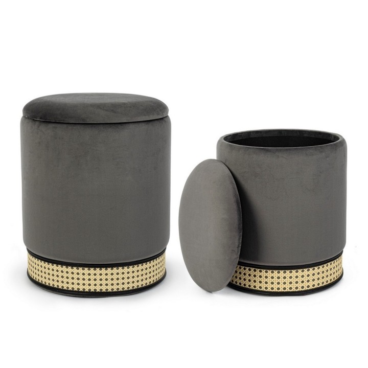 Bizzotto Pouf contenitore Milena grigio scuro grande Ø 36 cm
