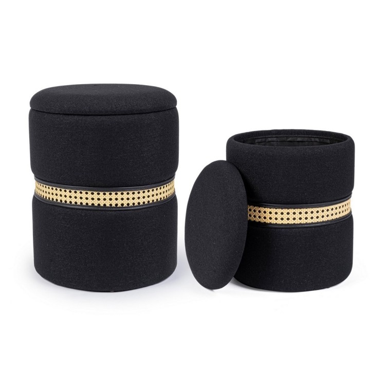 Bizzotto Pouf contenitore Karina nero grande Ø 36 cm