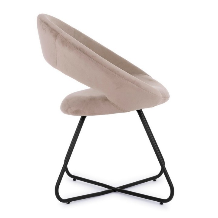 Bizzotto Poltrona Vanity in velluto nero e tortora