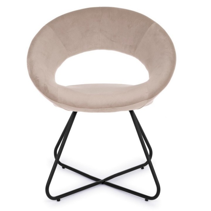 Bizzotto Poltrona Vanity in velluto nero e tortora