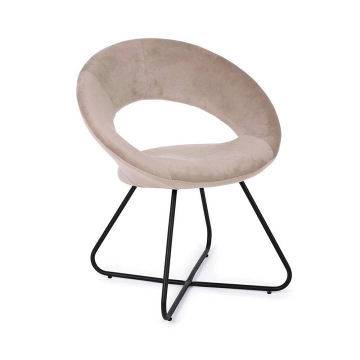 Bizzotto Poltrona Vanity in velluto nero e tortora