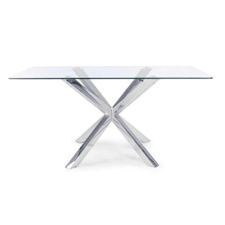 Bizzotto Tavolo May acciaio e vetro 160 × 90 cm
